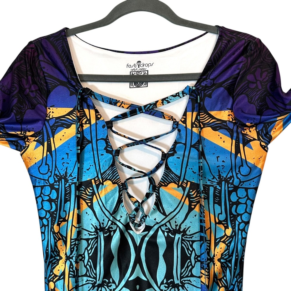 Festi Drops Kooz Bodysuit Artist Series Braided Long Sleeve XS Rave Festival‎ - Picture 2 of 15